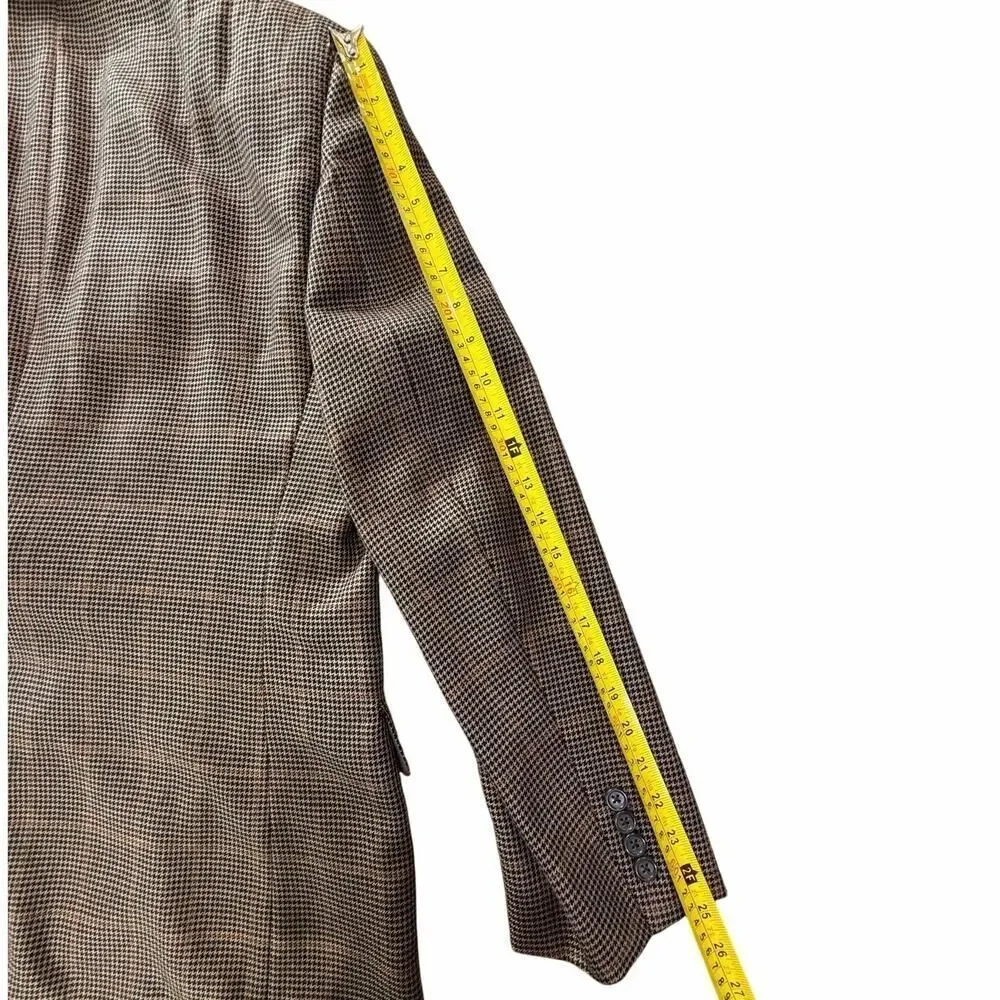 Jos. A. Bank Signature Blazer 48L Silk Camel Hair Sport Coat Brown Houndstooth